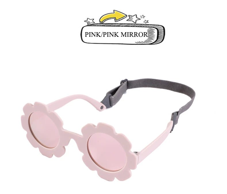 Cat Shop Boys - 0 - 24 Months Baby Polarizrd Round Sun Flower Flexible Bendable Flower Baby Polarized Sunglasses with Strap for Newborn Infant