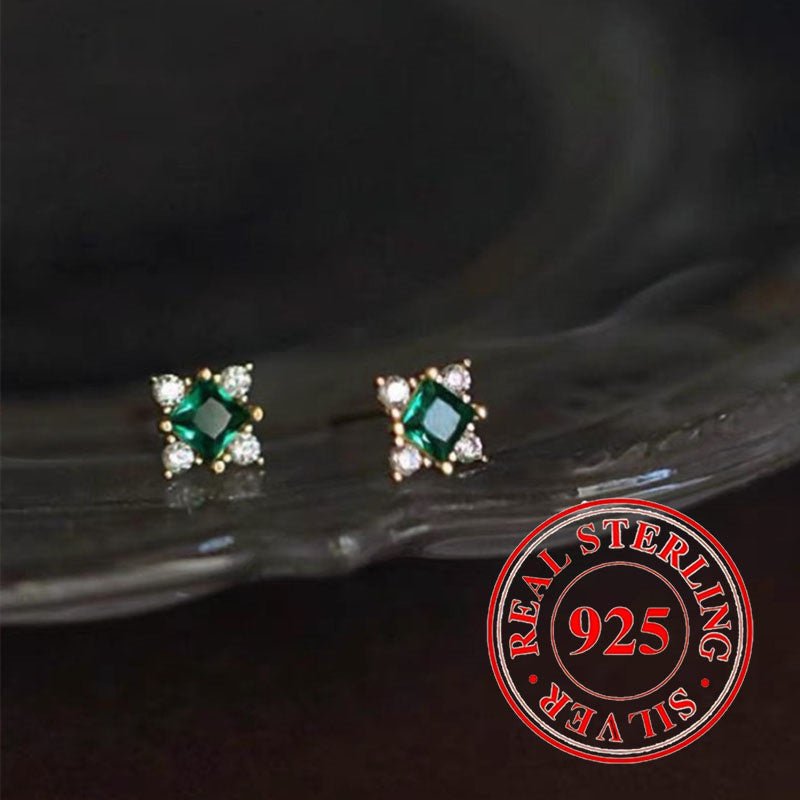 Cat Shop Boys - 0.85G 925 Sterling Silver Hypoallergenic Emerald Zircon Screw Ear Plug Stud Earrings For Women (0.03Oz Jewelry)