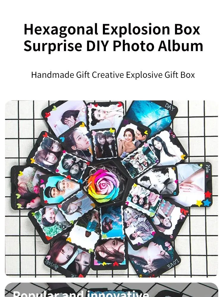 Cat Shop Boys - 1 DIY Black Explosion Box, Photo Album Scrapbook Handmade Folding Album Memory Box Birthday VALENTINE'S Day Proposal Anniversary