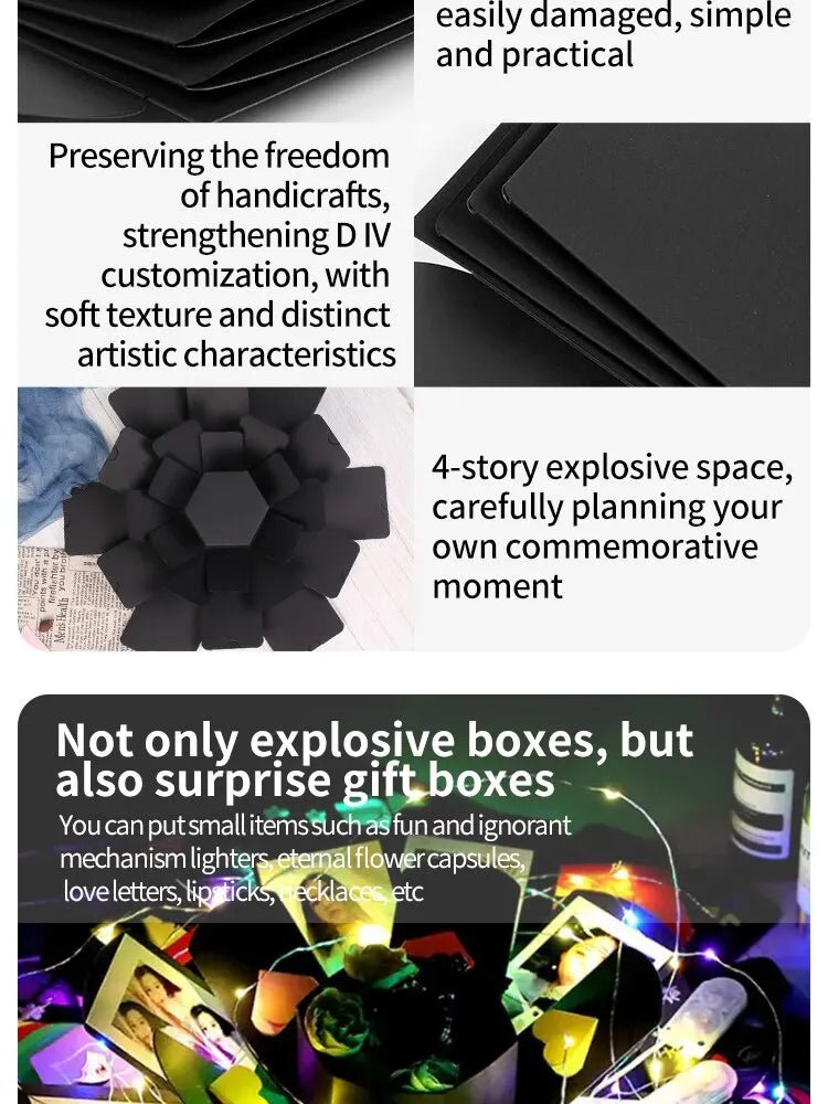 Cat Shop Boys - 1 DIY Black Explosion Box, Photo Album Scrapbook Handmade Folding Album Memory Box Birthday VALENTINE'S Day Proposal Anniversary