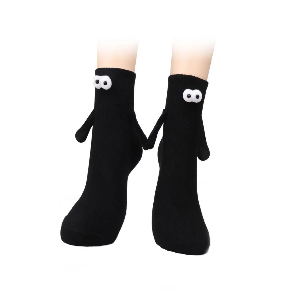 Cat Shop Boys - 1 Pair Fashion Woman Socks Funny Creative Magnetic Attraction Hands Black White Cartoon Eyes Couples Socks Kawaii White Socks