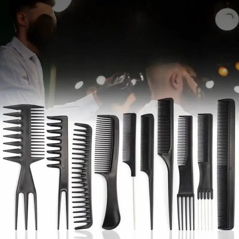 Cat Shop Boys - 10Pcs Hair Comb Hairdresser Brush Black Plastic Hairbrush Hair Styling Tail Comb Mini Salon Hair Tools