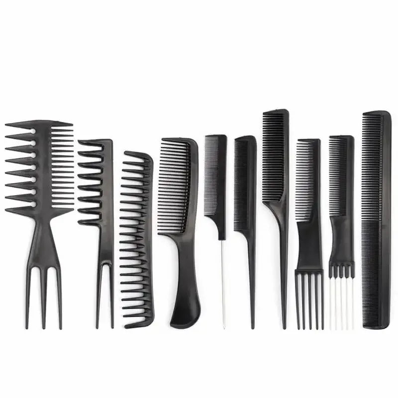 Cat Shop Boys - 10Pcs Hair Comb Hairdresser Brush Black Plastic Hairbrush Hair Styling Tail Comb Mini Salon Hair Tools