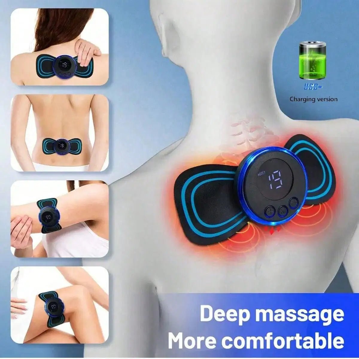 Cat Shop Boys - 10pcs Rechargeable Portable Mini Electric Neck Massager,Neck Massage Stimulator Sticker Therapy Device,Healthy Therapy Equipment