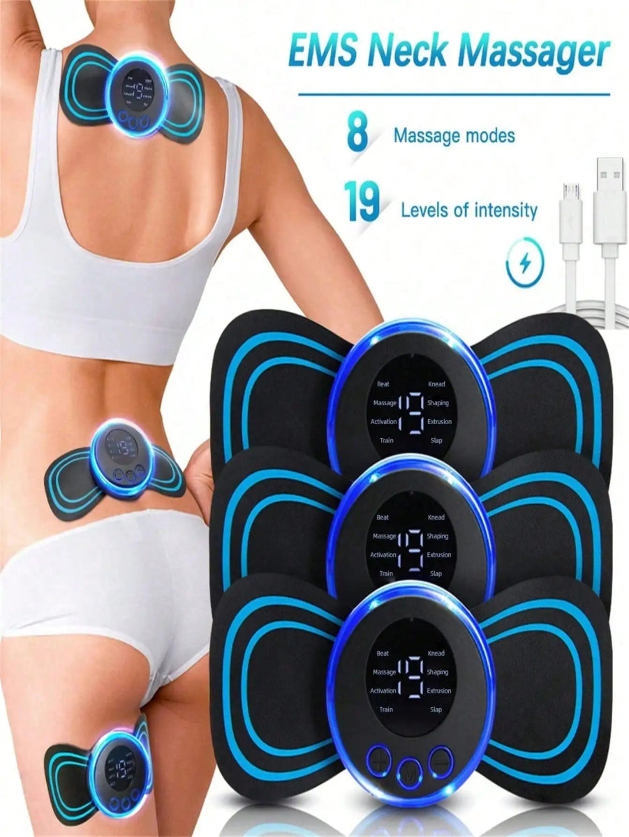 Cat Shop Boys - 10pcs Rechargeable Portable Mini Electric Neck Massager,Neck Massage Stimulator Sticker Therapy Device,Healthy Therapy Equipment