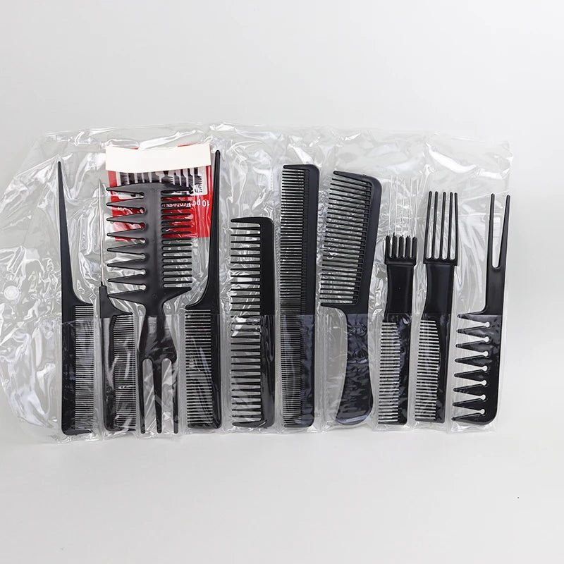 Cat Shop Boys - 10pcs/set black hair comb set with 10 different designs multifunctional anti - static hair care comb set