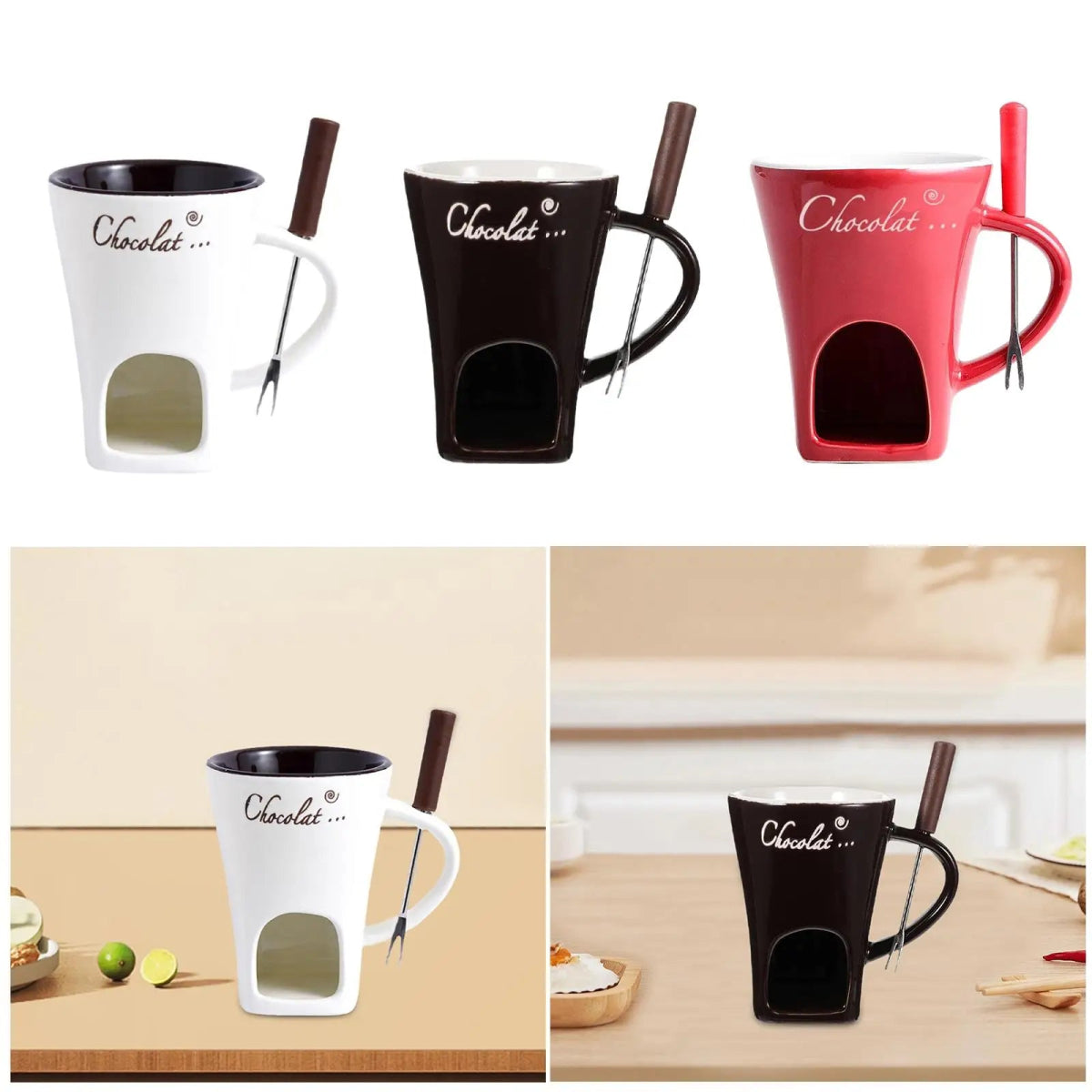 Cat Shop Boys - 130ML Fondue Mug Chocolate Melting Cup Coffee Cup Butter Melt Pot for Dessert Home Anniversary Birthday Cooking Appliances