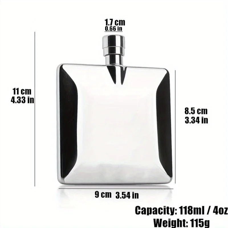 Cat Shop Boys - 1Pc 100ml / 4Oz Flat Vodka Hip Flask Stainless Steel Portable Camping Flagons Liquor Whiskey Bottle Men Gift