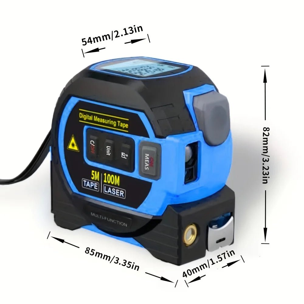 Cat Shop Boys - 1pc Blue 3 - In - 1 Laser Tape Measure, High - precision Rechargeable Infrared Laser Rangefinder