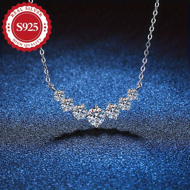 Cat Shop Boys - 1pc/ New S925 Pure Silvery Elegant Princess Square Zirconia Smile Pendant Necklace, Classic Style, Low Allergy, Women'S Jewelry