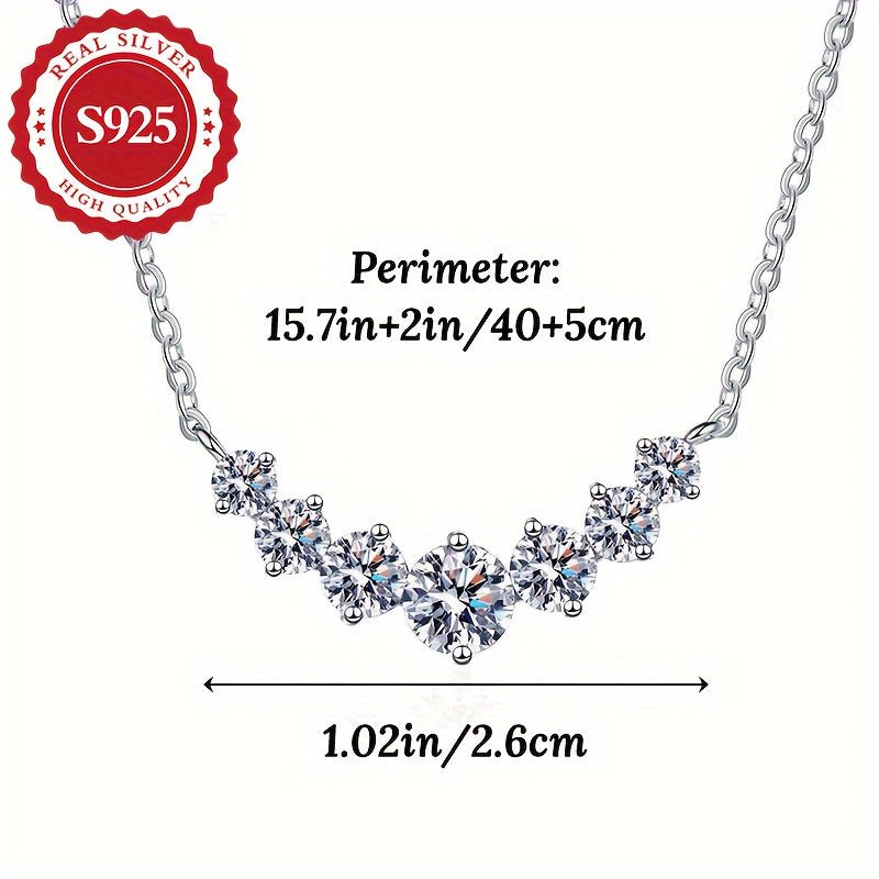 Cat Shop Boys - 1pc/ New S925 Pure Silvery Elegant Princess Square Zirconia Smile Pendant Necklace, Classic Style, Low Allergy, Women'S Jewelry