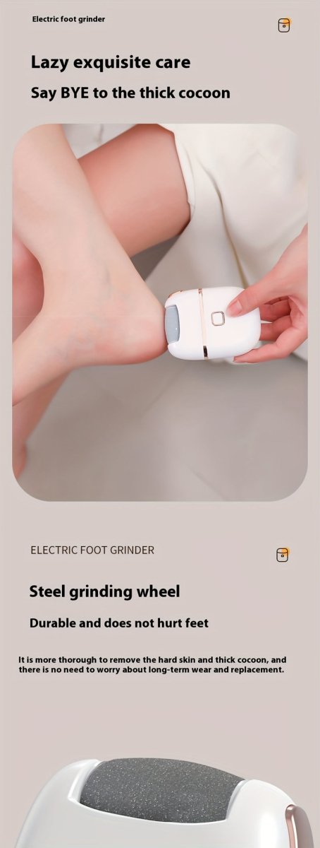 Cat Shop Boys - 1pc Rechargeable Electric Foot Grinder - Portable and Easy - to - Use Device with Three Replaceable Grinding Heads, Thickness Grinding Heads for Thick Leather Polishing, USB Charging, Cracked and Dry Skin Care for Smooth Feet