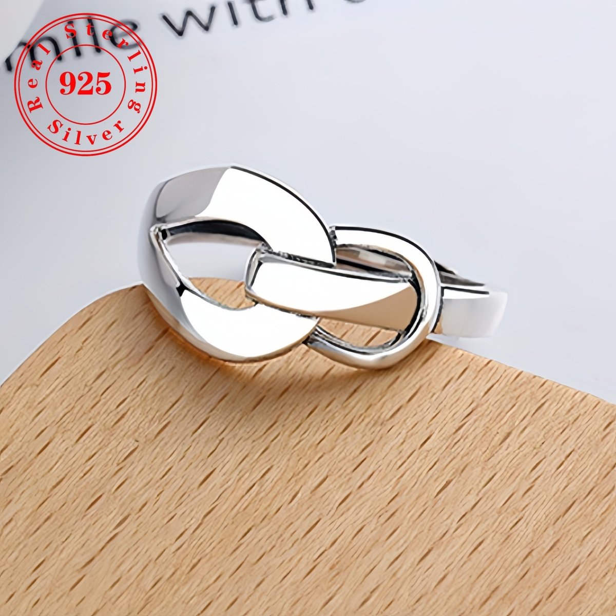 Cat Shop Boys - 1pc S925 silver unique simple and elegant style geometric buckle modeling holiday style adjustable split ring gift for girlfriend about 2.4g