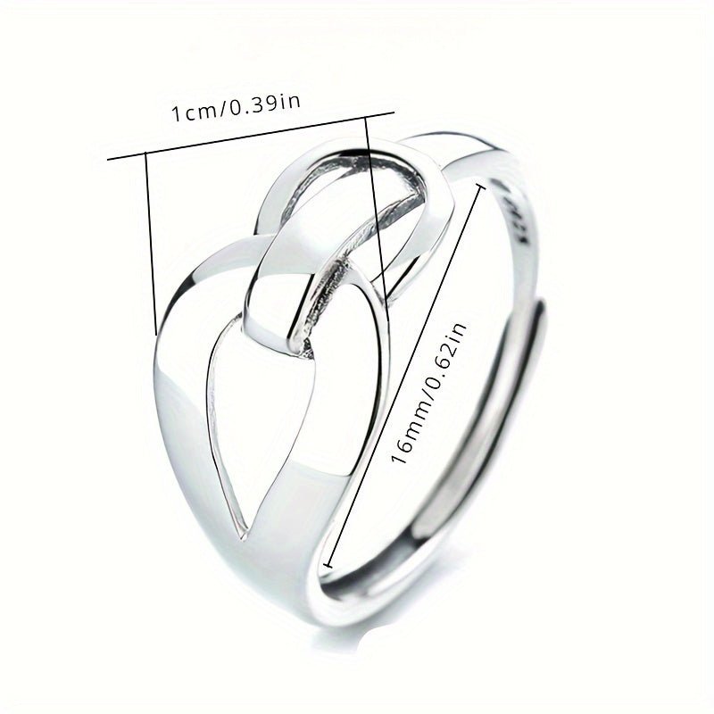 Cat Shop Boys - 1pc S925 silver unique simple and elegant style geometric buckle modeling holiday style adjustable split ring gift for girlfriend about 2.4g