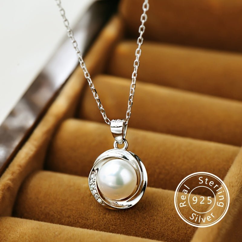 Cat Shop Boys - 1pc Total Weight 2.7g S925 Pure Silvery Simple Fashion Freshwater Pearl Pendant Necklace Suitable for Women's Daily Wear