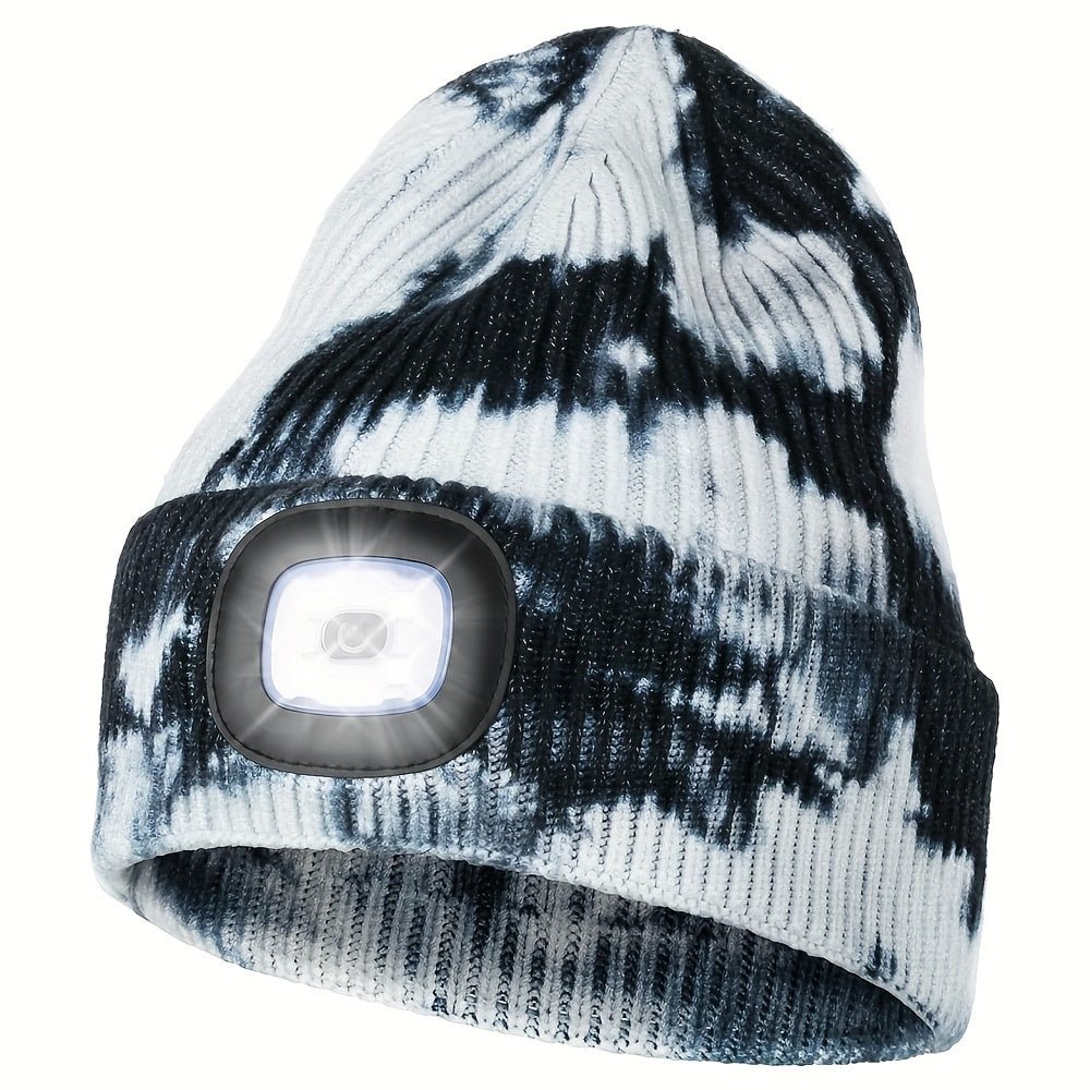 Cat Shop Boys - 1pc USB Rechargeable LED Beanie Hat With 4 Lights - Unisex Knitted Cap For Hiking, Biking, Camping, Walking, And Running - Perfect Gift For Men And Women