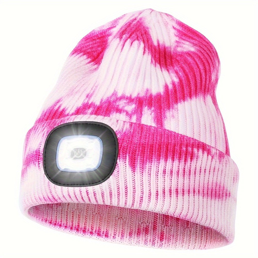 Cat Shop Boys - 1pc USB Rechargeable LED Beanie Hat With 4 Lights - Unisex Knitted Cap For Hiking, Biking, Camping, Walking, And Running - Perfect Gift For Men And Women