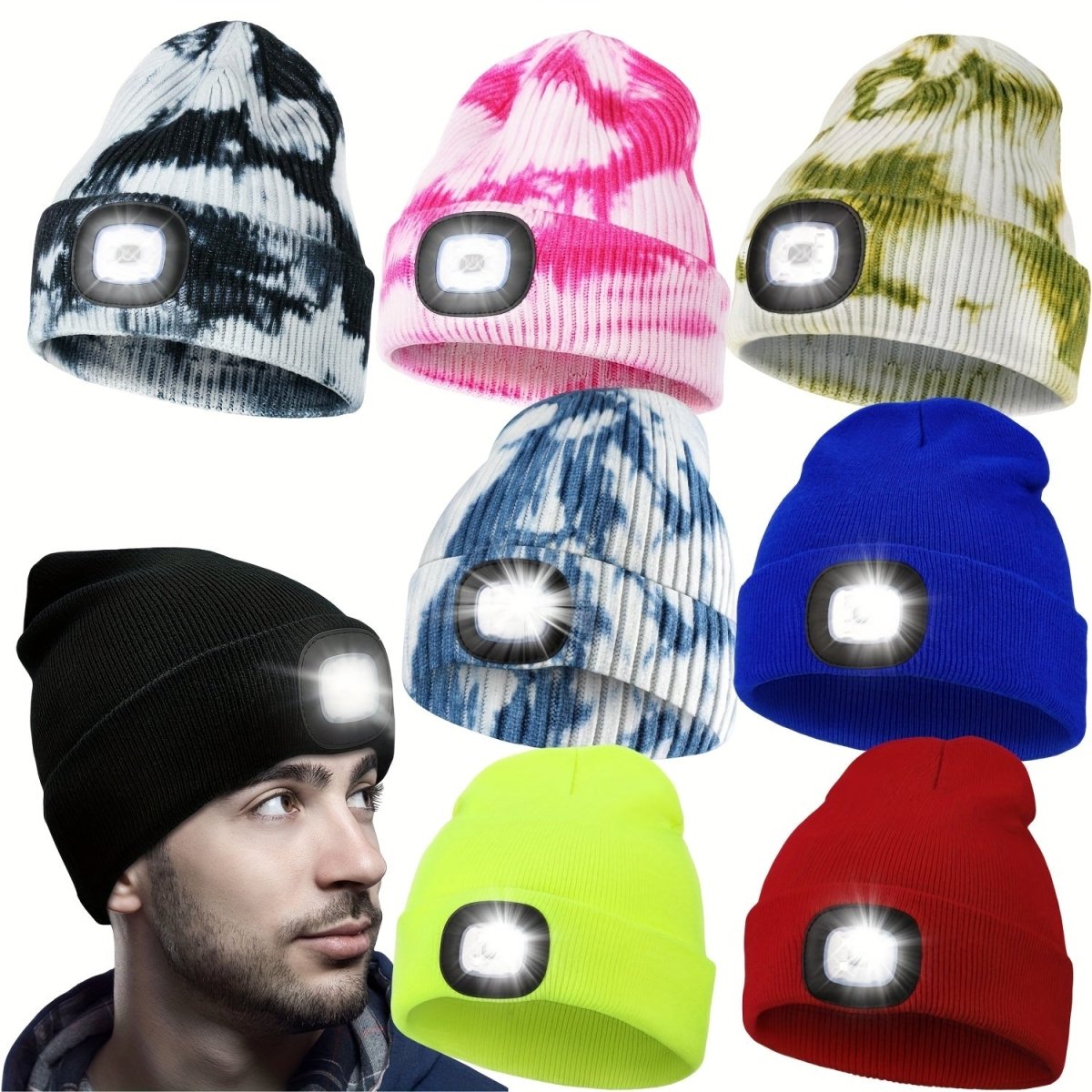 Cat Shop Boys - 1pc USB Rechargeable LED Beanie Hat With 4 Lights - Unisex Knitted Cap For Hiking, Biking, Camping, Walking, And Running - Perfect Gift For Men And Women