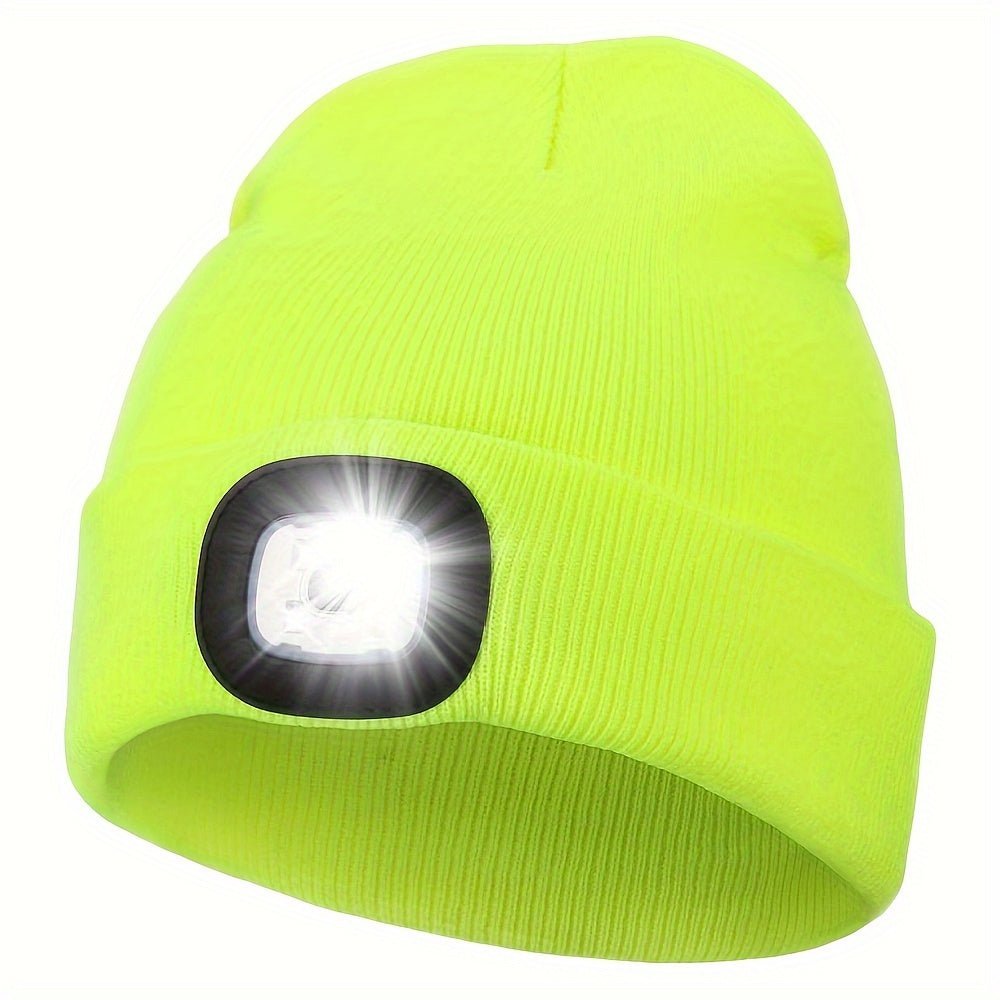 Cat Shop Boys - 1pc USB Rechargeable LED Beanie Hat With 4 Lights - Unisex Knitted Cap For Hiking, Biking, Camping, Walking, And Running - Perfect Gift For Men And Women