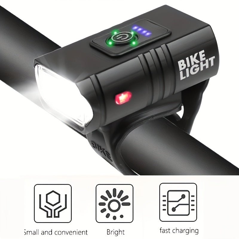 Cat Shop Boys - 1pc USB Rechargeable LED Bike Light With Power Indicator, High - Intensity Bicycle Headlight, Compact & Fast Charging Cycling Light