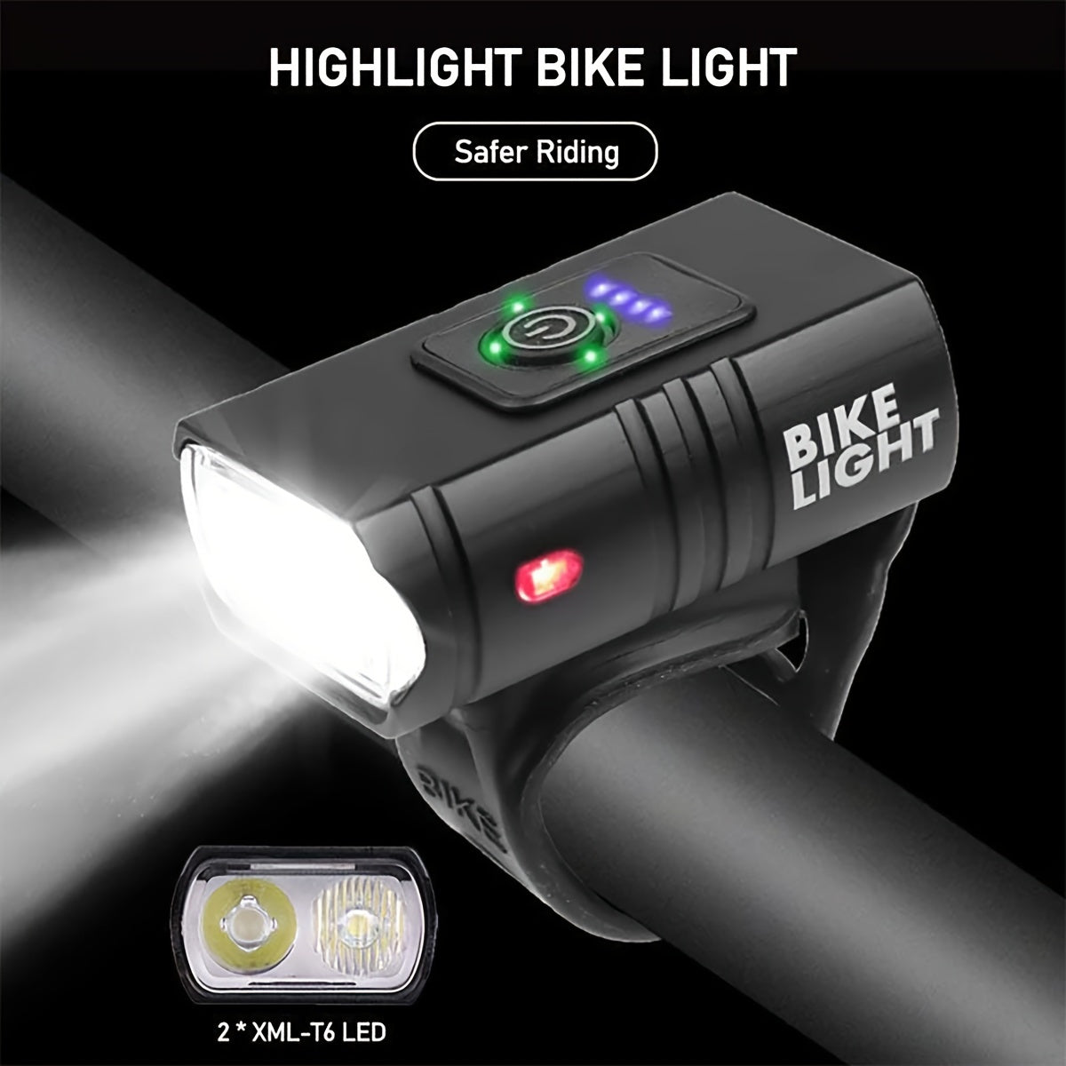 Cat Shop Boys - 1pc USB Rechargeable LED Bike Light With Power Indicator, High - Intensity Bicycle Headlight, Compact & Fast Charging Cycling Light