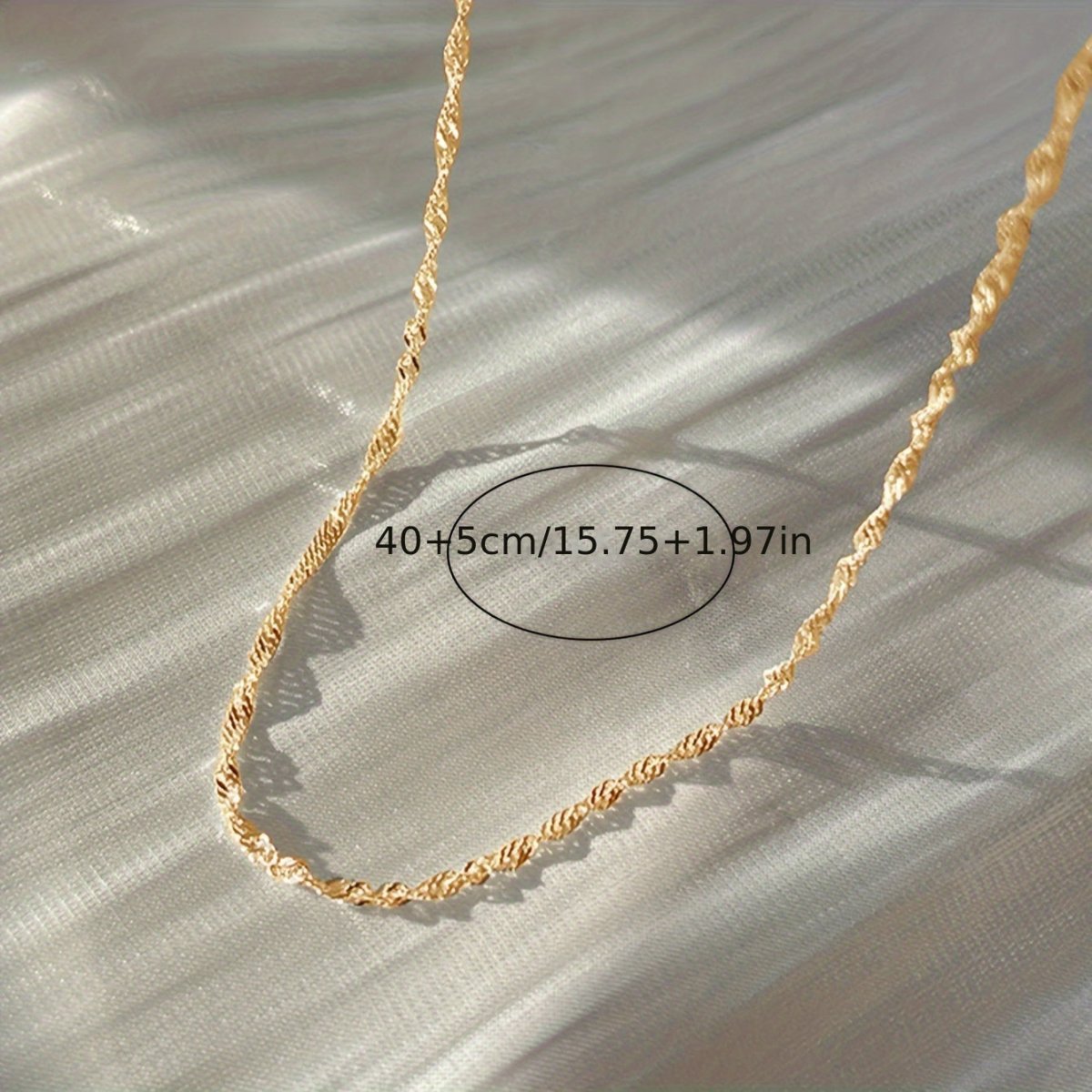 Cat Shop Boys - 1pc Water Ripple Chain Necklace, Elegant & Simple Style Versatile Neck Chain Jewelry Daily Wear Accessories