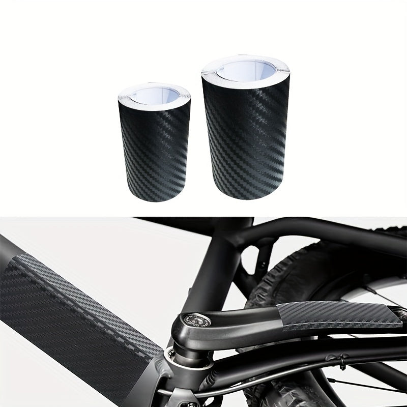 Cat Shop Boys - 1pc Waterproof Carbon Fiber Bike Frame Protection Tape - Scratch - Resistant, DIY Black PVC Sticker, 118.11inch/196.85inch Length for Enhanced Bicycle Safety and Durability, Scratchresistant Tape|Glossy Finish Tape|PVC Bike Tap