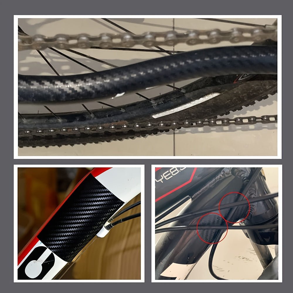 Cat Shop Boys - 1pc Waterproof Carbon Fiber Bike Frame Protection Tape - Scratch - Resistant, DIY Black PVC Sticker, 118.11inch/196.85inch Length for Enhanced Bicycle Safety and Durability, Scratchresistant Tape|Glossy Finish Tape|PVC Bike Tap