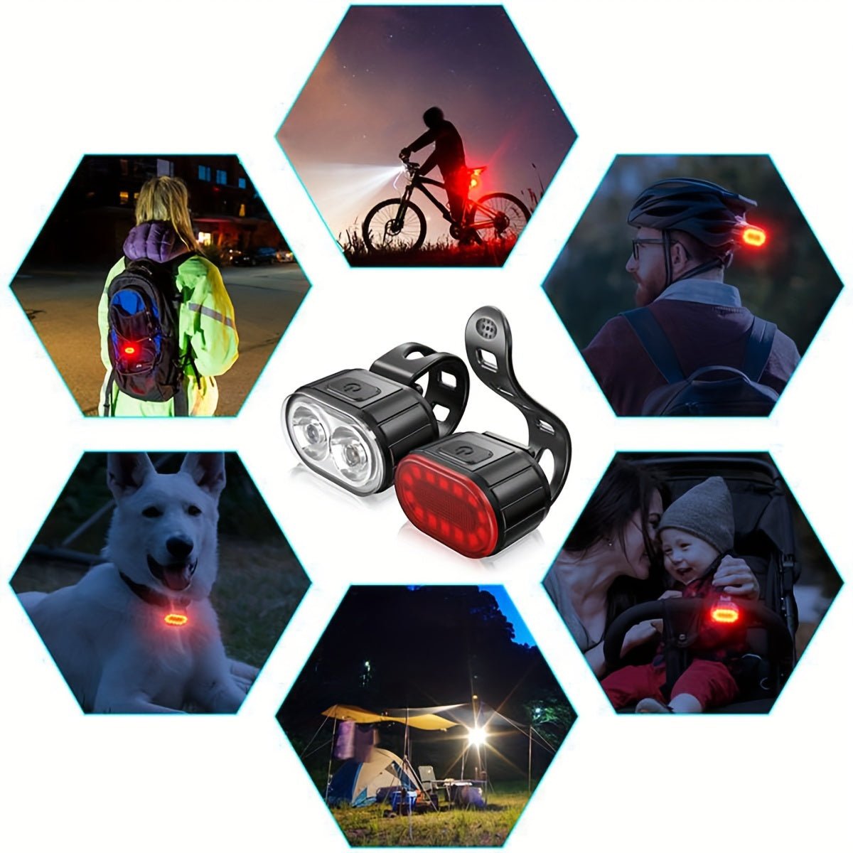 Cat Shop Boys - 1pc/2pcs Mountain Bike Headlight And Taillight, LED USB Rechargeable, Handlebar Mount, High Brightness For Night Riding