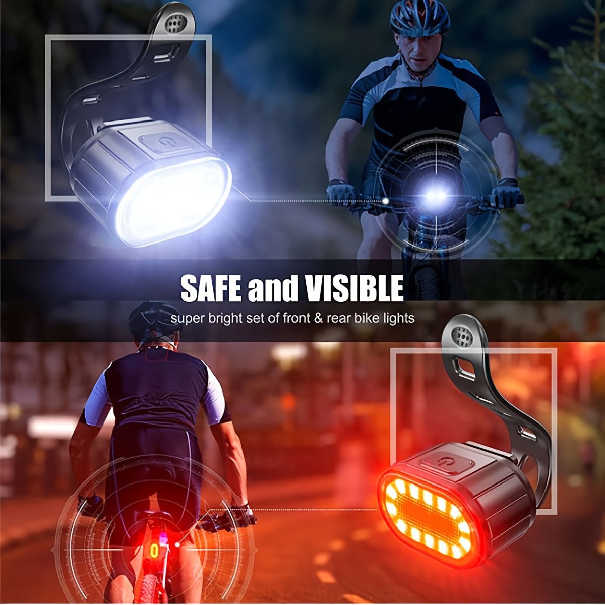 Cat Shop Boys - 1pc/2pcs Mountain Bike Headlight And Taillight, LED USB Rechargeable, Handlebar Mount, High Brightness For Night Riding