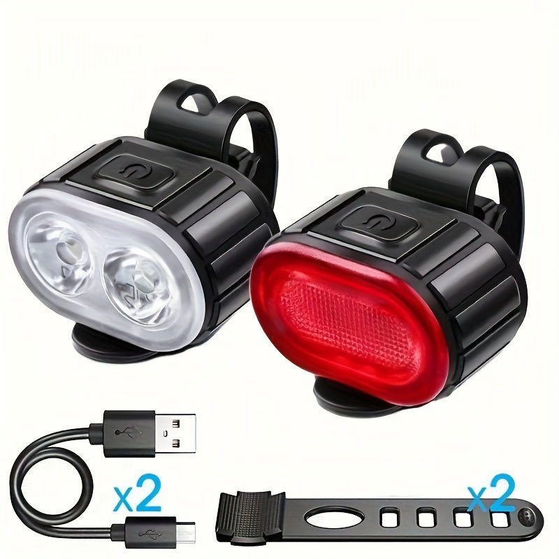 Cat Shop Boys - 1pc/2pcs Mountain Bike Headlight And Taillight, LED USB Rechargeable, Handlebar Mount, High Brightness For Night Riding