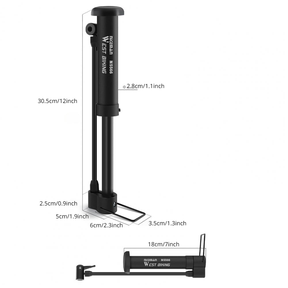 Cat Shop Boys - 1set Bike Air Pump, Foot Pumps, Portable Outdoor MTB Bike Tire Pump, Cycling Tools