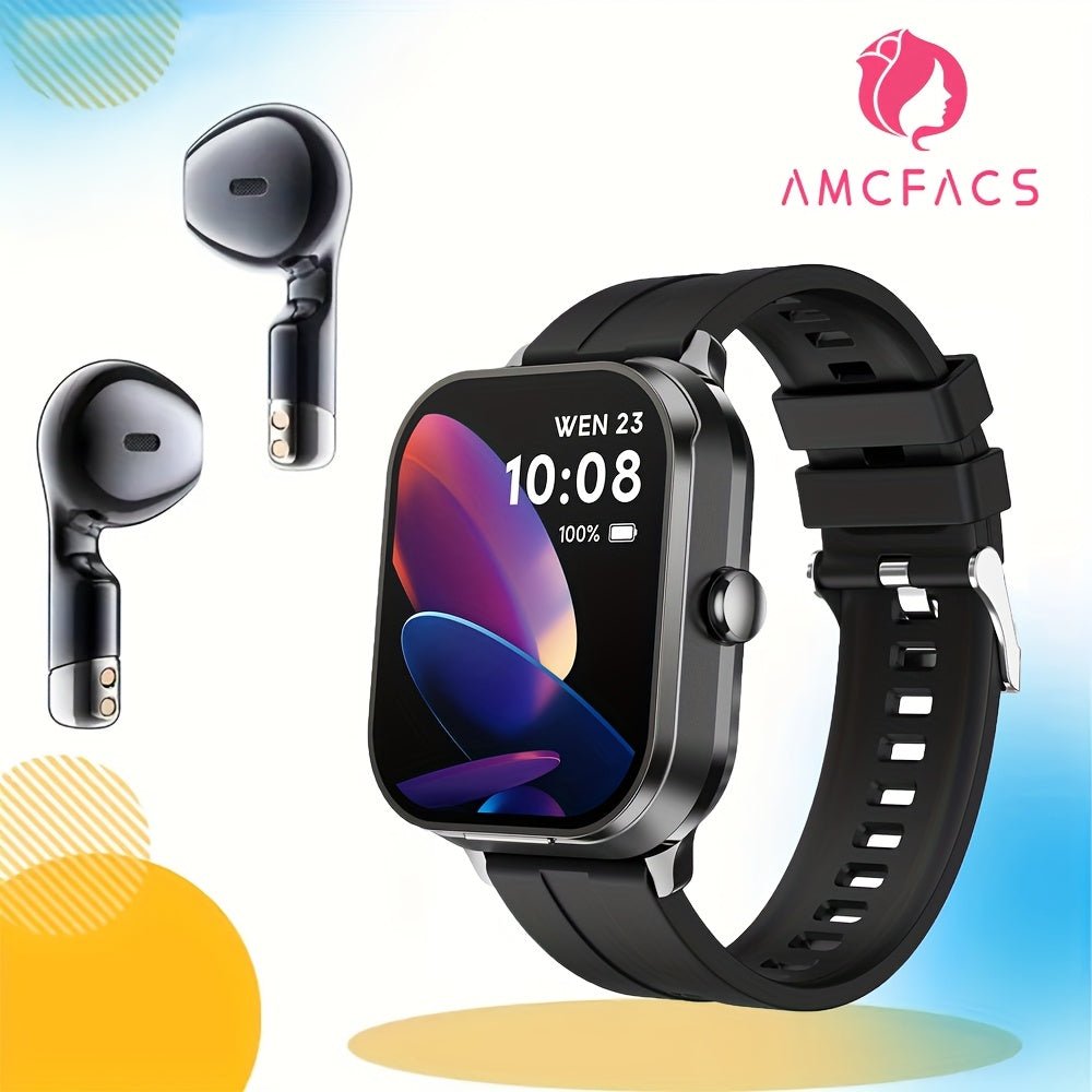 Cat Shop Boys - 2 In 1 Wireless Earphone Watch Answer/Make Calls Smart Call Watch With Earbuds For IPhone/Android Counting Steps, Calories, Distance Multiple Sports Modes Fashionable Men's Gift