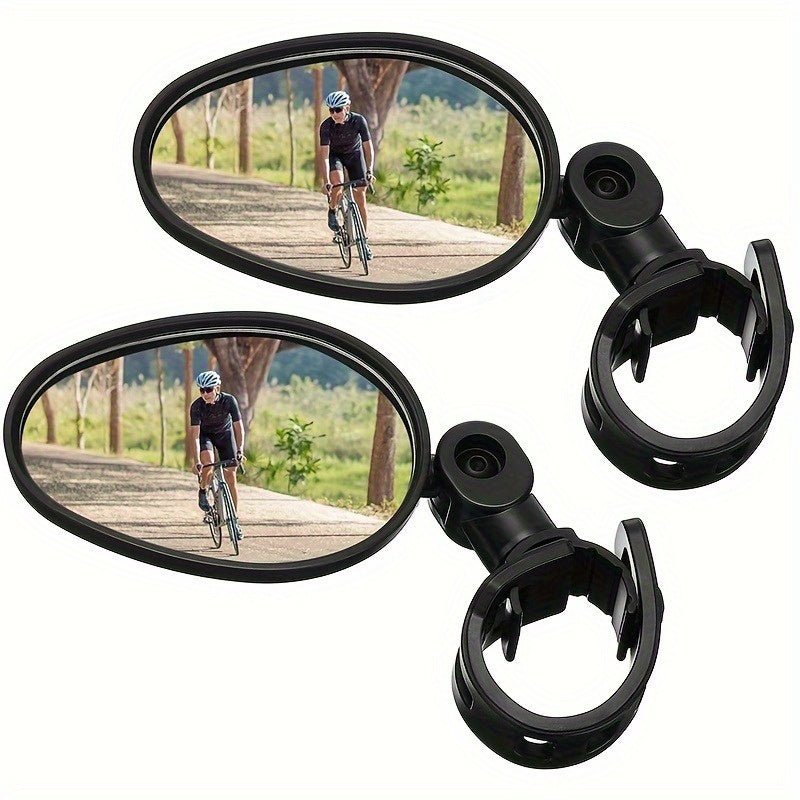 Cat Shop Boys - 2 - Pack Bike Mirrors, Acrylic Convex Oval Rearview for Cycling, 360° Rotatable Shockproof Handlebar Mount Mirrors for Mountain & Road Bikes, Adjustable Fit