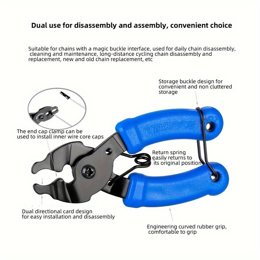 Cat Shop Boys - 2 Sets Of Mountain Road Bicycle Chain Magic Buckle, Missing Chain For 6S/7S/8S/9/10/11/12 Speed, Quick Release For Single Speed Chain, Bicycle Chain Installation And Removal Pliers Tool