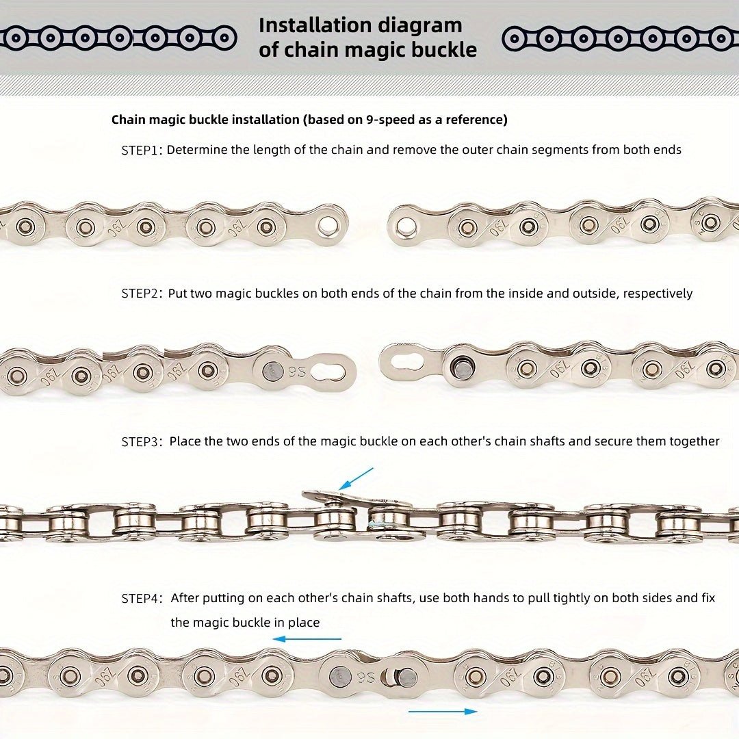 Cat Shop Boys - 2 Sets Of Mountain Road Bicycle Chain Magic Buckle, Missing Chain For 6S/7S/8S/9/10/11/12 Speed, Quick Release For Single Speed Chain, Bicycle Chain Installation And Removal Pliers Tool