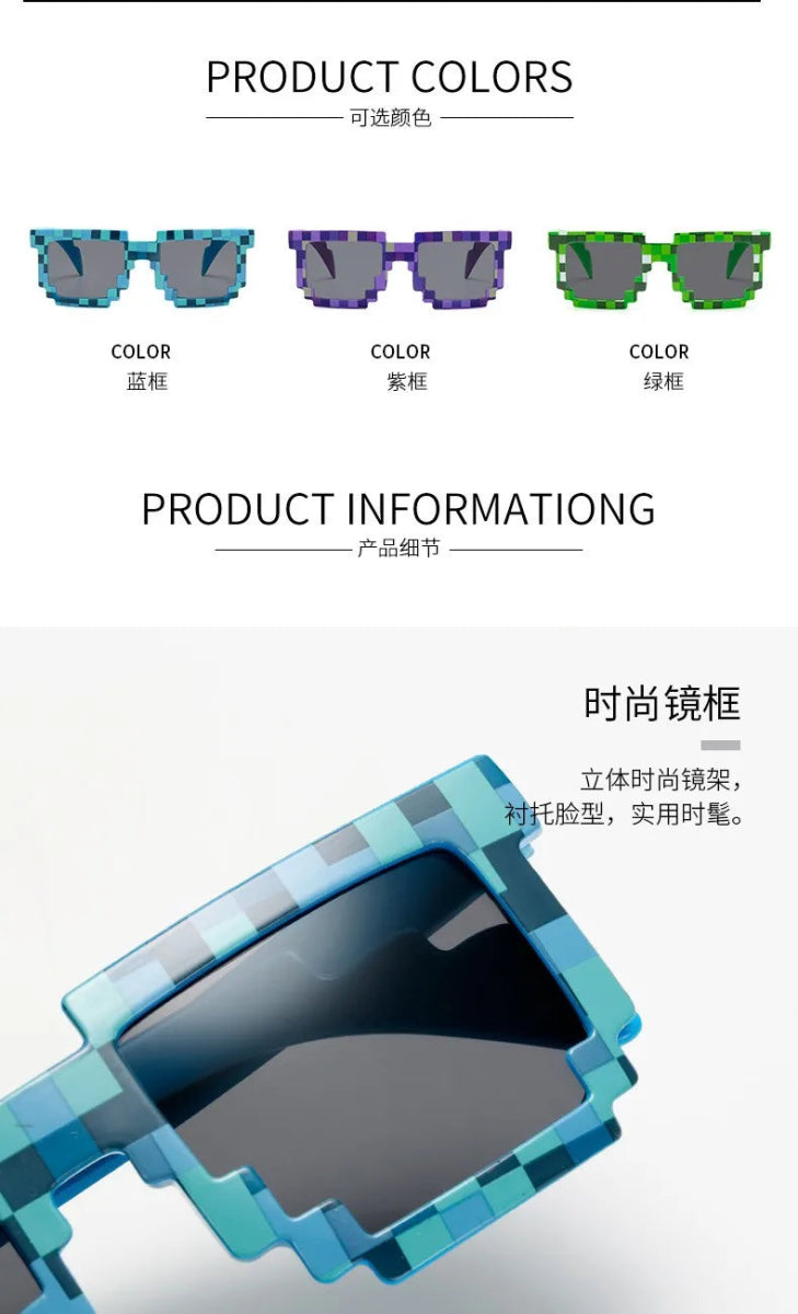 Cat Shop Boys - 2021 New fashion Sun Glasses Hot Sale Sunglasses Creeper Glasses Novelty Mosaic Funny Goggles Boys Girls Pixel Eyewear