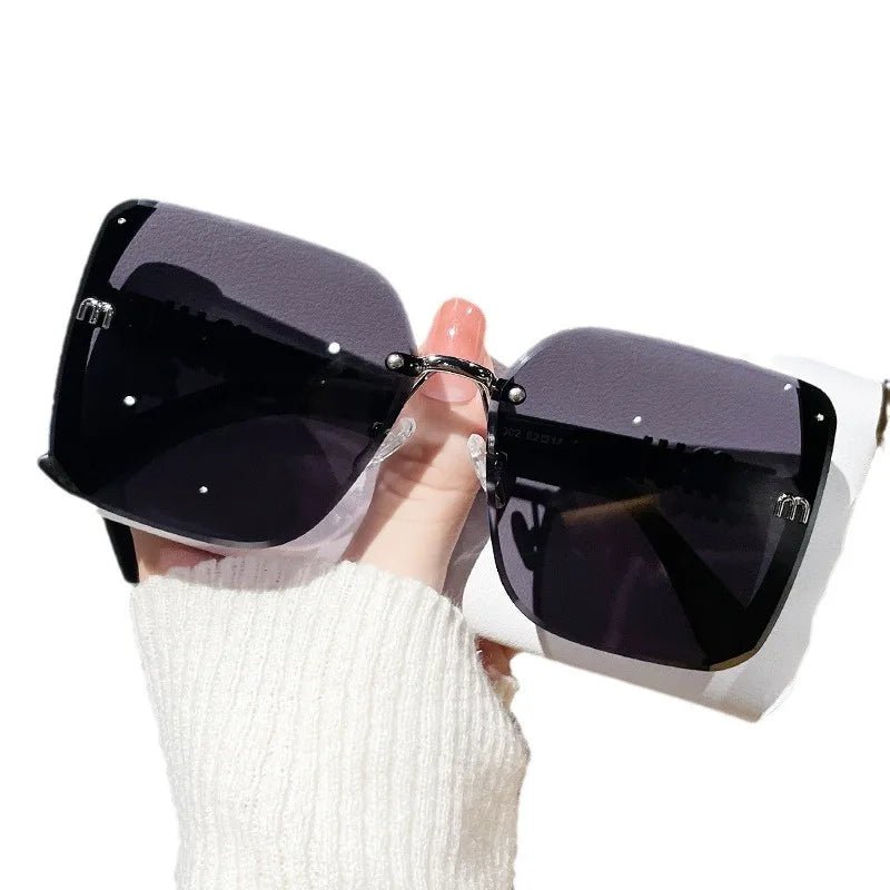 Cat Shop Boys - 2024 new fashion trimmed sunglasses half frame high quality trend simple sunglasses for women with fine glitter(DS - 1002)