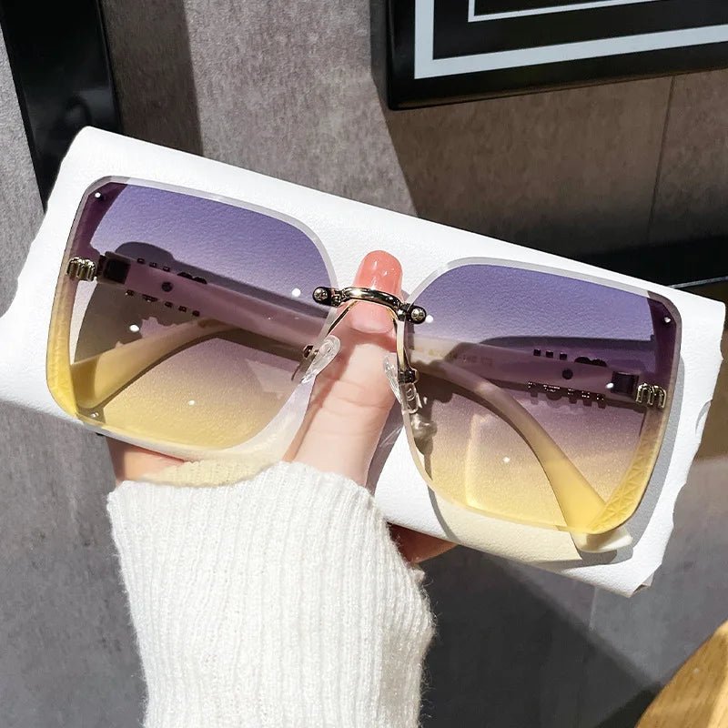 Cat Shop Boys - 2024 new fashion trimmed sunglasses half frame high quality trend simple sunglasses for women with fine glitter(DS - 1002)