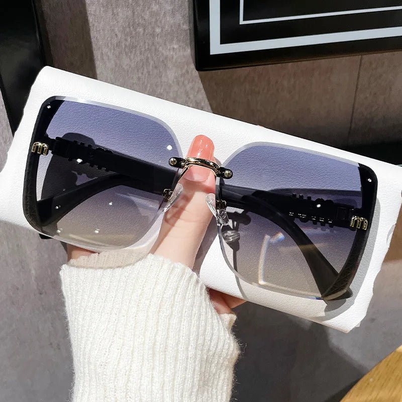 Cat Shop Boys - 2024 new fashion trimmed sunglasses half frame high quality trend simple sunglasses for women with fine glitter(DS - 1002)