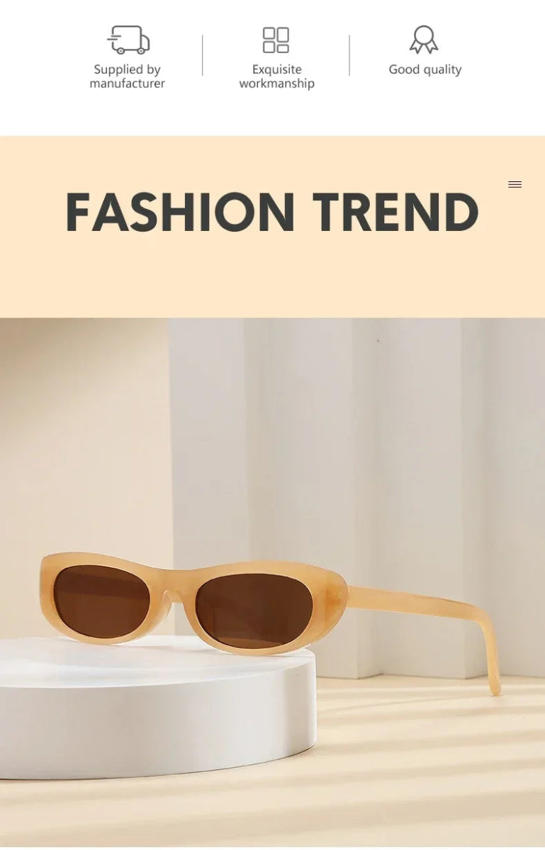 Cat Shop Boys - 2024 New Retro Oval Frame Sunglasses Personalized Small Frame Trend Versatile Street Shooting Sun Glasses Female