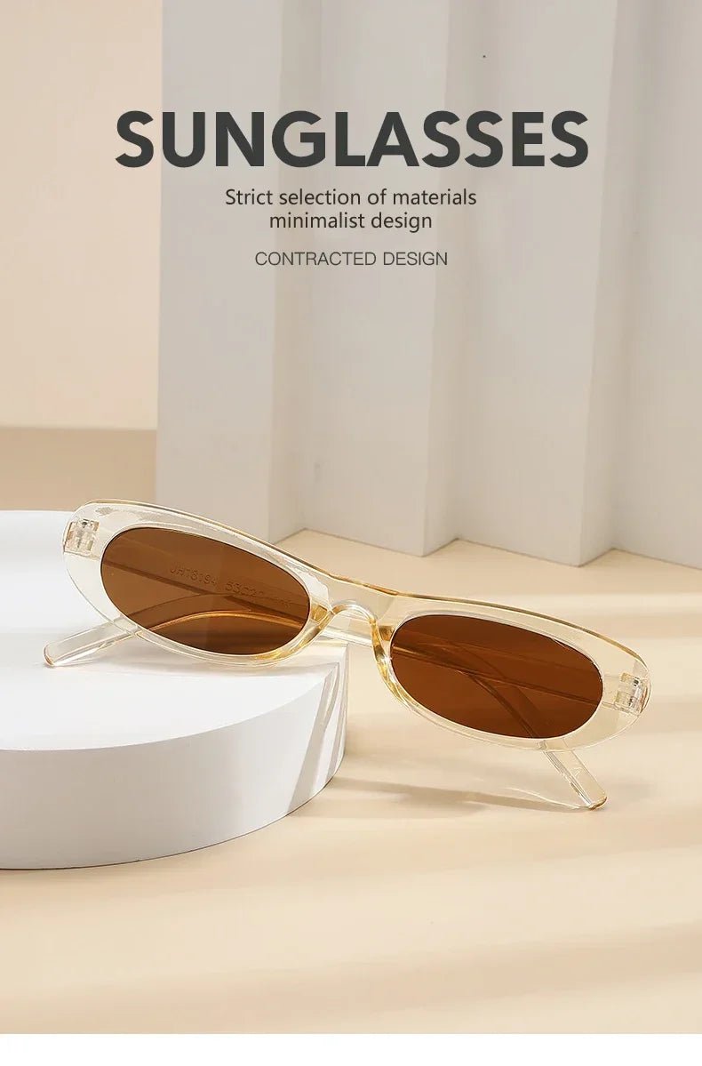 Cat Shop Boys - 2024 New Retro Oval Frame Sunglasses Personalized Small Frame Trend Versatile Street Shooting Sun Glasses Female