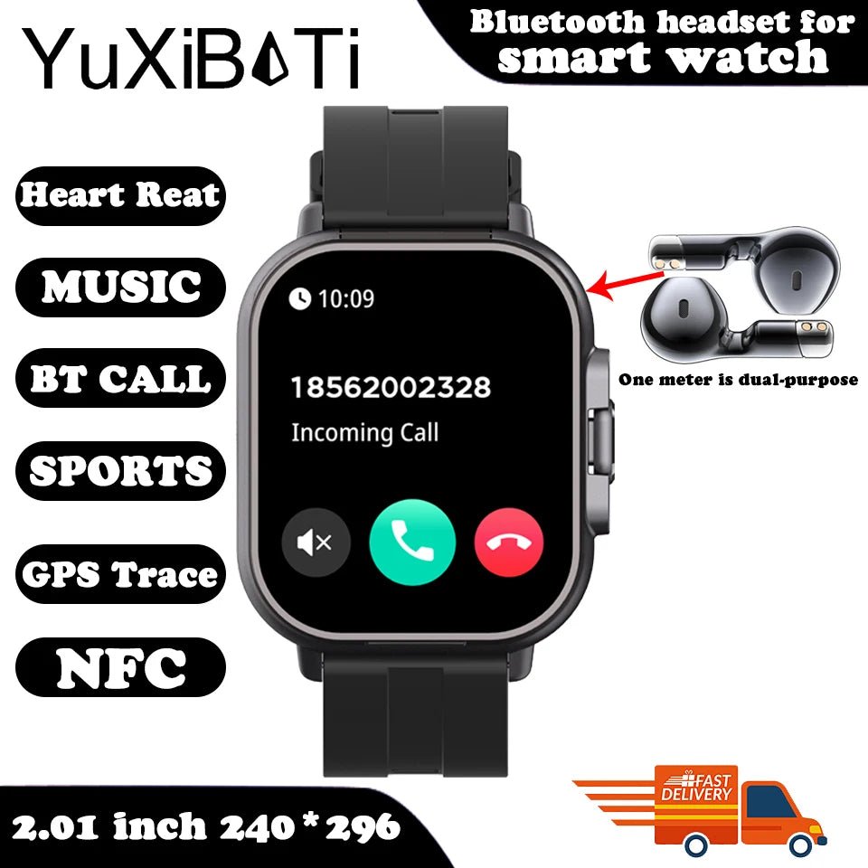 Cat Shop Boys - 2024 New TWS 2 - in - 1 With Headset Smart Watch Bluetooth Call Men Watch GPS Track SmartWatch Heart Rate Monitor Play Music Watch