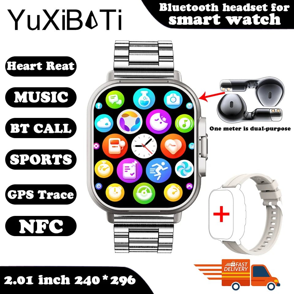 Cat Shop Boys - 2024 New TWS 2 - in - 1 With Headset Smart Watch Bluetooth Call Men Watch GPS Track SmartWatch Heart Rate Monitor Play Music Watch