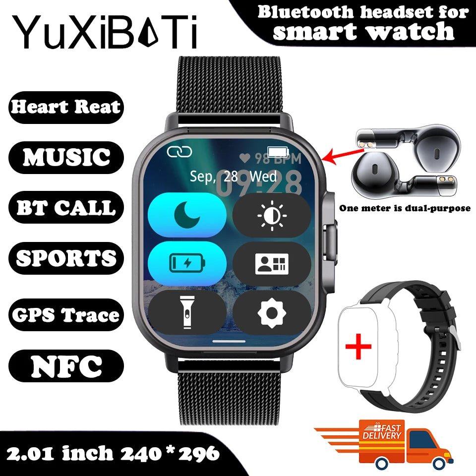 Cat Shop Boys - 2024 New TWS 2 - in - 1 With Headset Smart Watch Bluetooth Call Men Watch GPS Track SmartWatch Heart Rate Monitor Play Music Watch