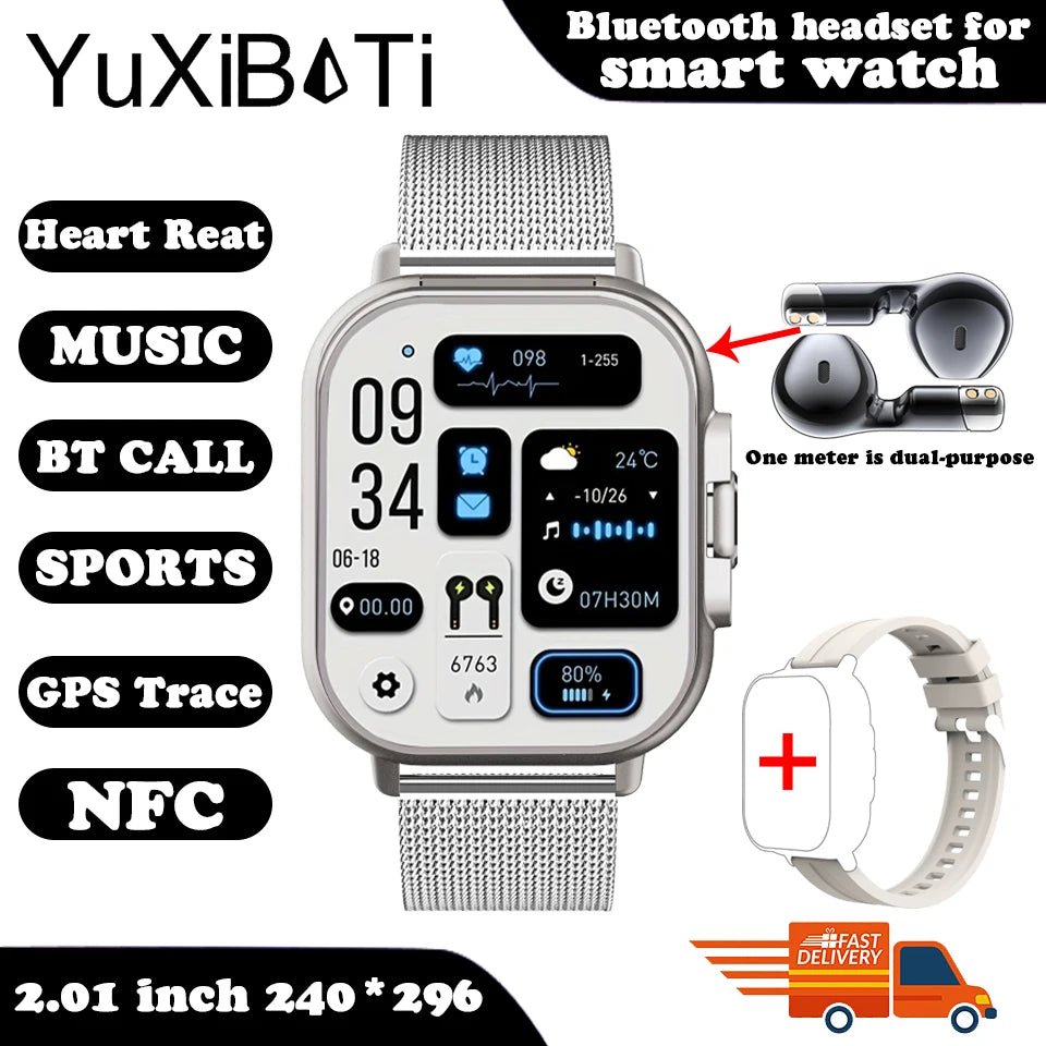 Cat Shop Boys - 2024 New TWS 2 - in - 1 With Headset Smart Watch Bluetooth Call Men Watch GPS Track SmartWatch Heart Rate Monitor Play Music Watch