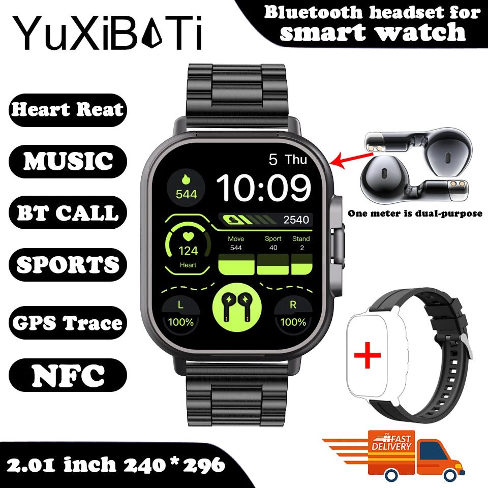 Cat Shop Boys - 2024 New TWS 2 - in - 1 With Headset Smart Watch Bluetooth Call Men Watch GPS Track SmartWatch Heart Rate Monitor Play Music Watch