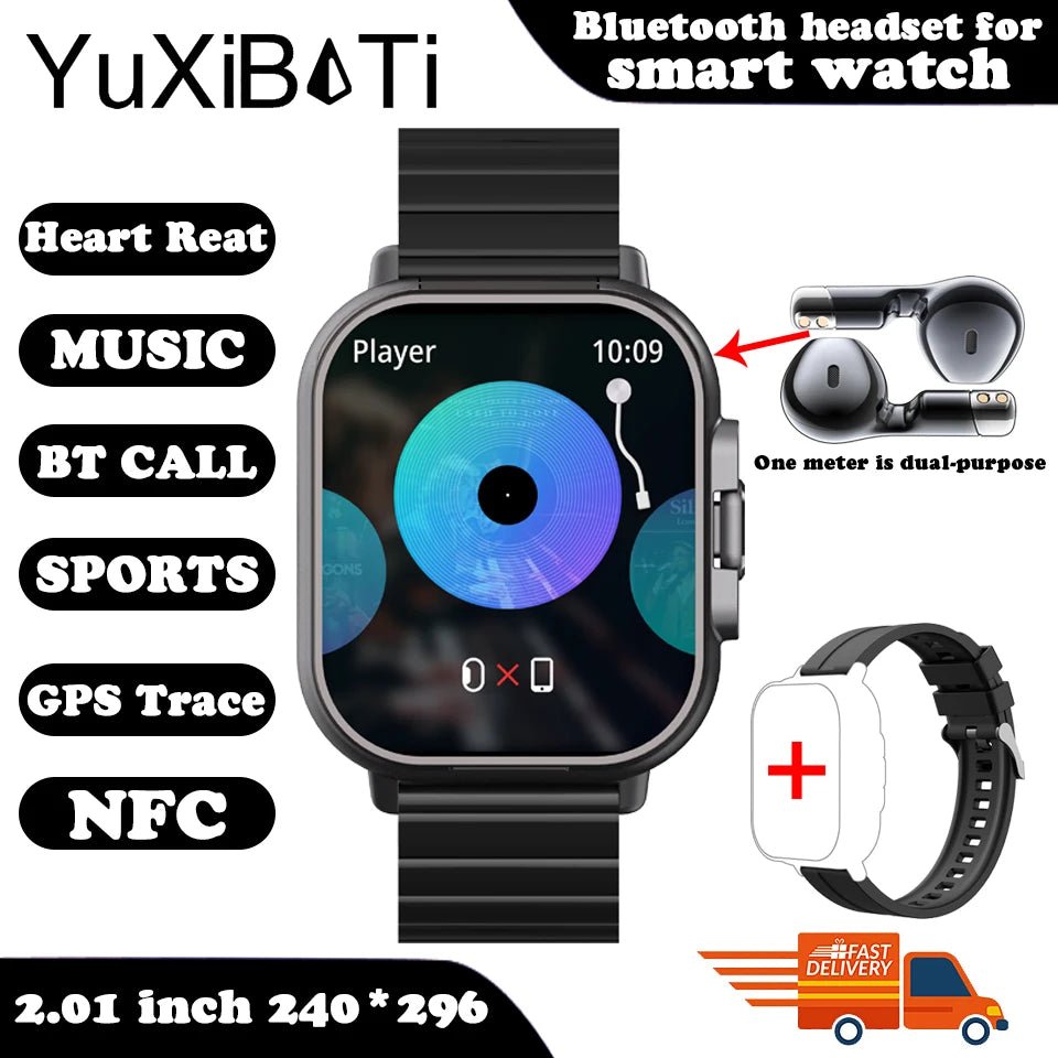 Cat Shop Boys - 2024 New TWS 2 - in - 1 With Headset Smart Watch Bluetooth Call Men Watch GPS Track SmartWatch Heart Rate Monitor Play Music Watch