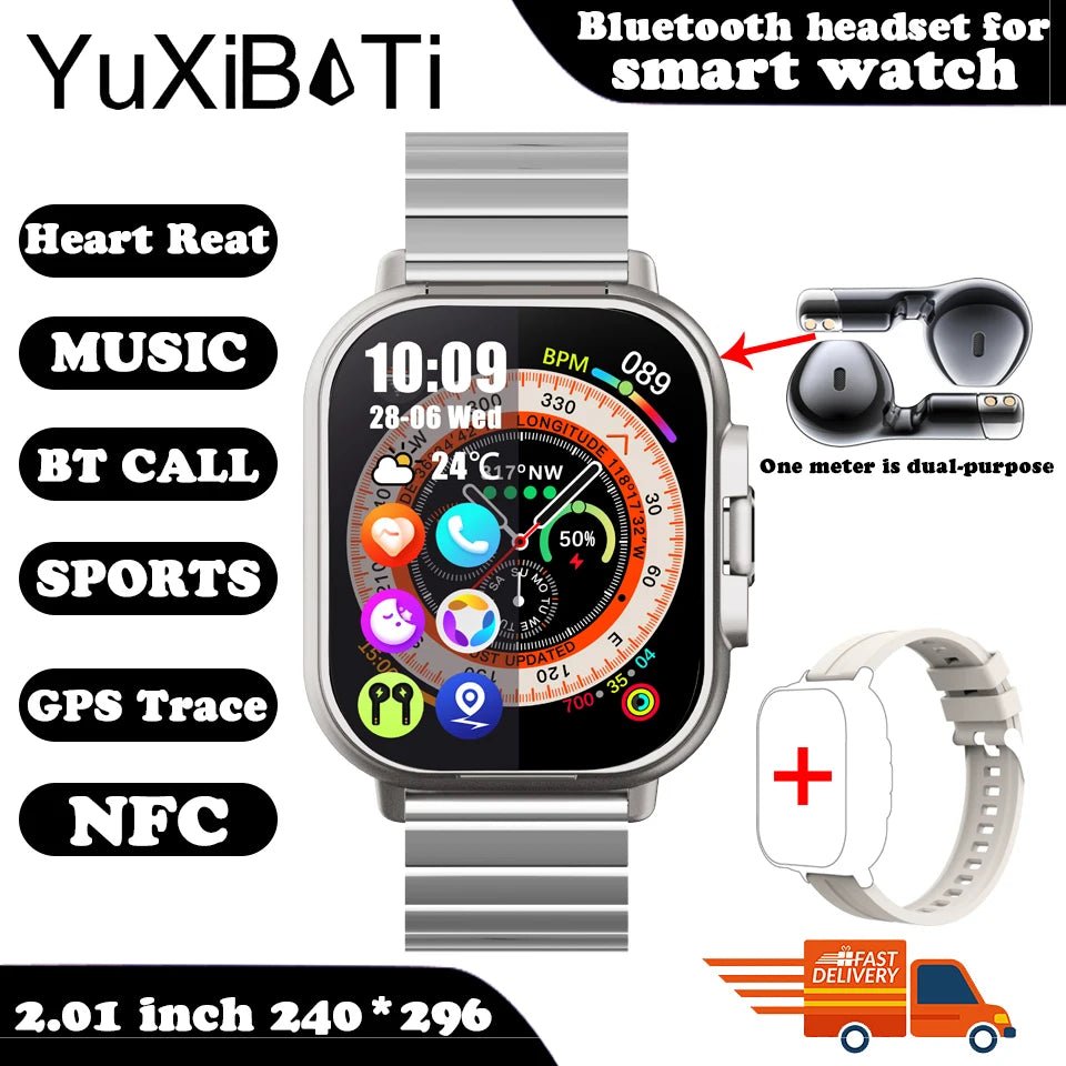 Cat Shop Boys - 2024 New TWS 2 - in - 1 With Headset Smart Watch Bluetooth Call Men Watch GPS Track SmartWatch Heart Rate Monitor Play Music Watch