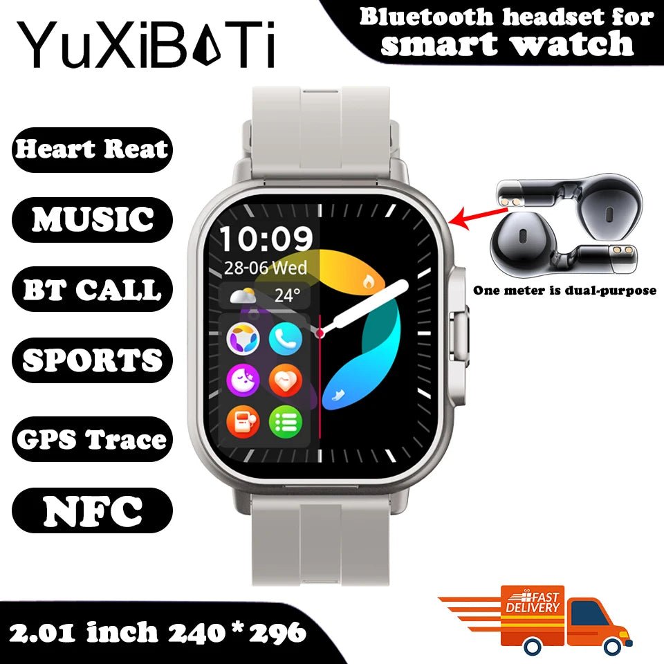 Cat Shop Boys - 2024 New TWS 2 - in - 1 With Headset Smart Watch Bluetooth Call Men Watch GPS Track SmartWatch Heart Rate Monitor Play Music Watch